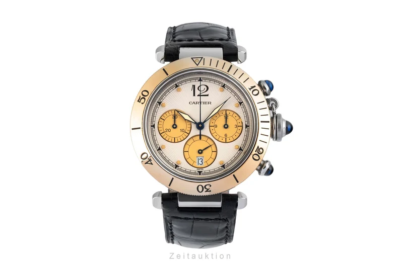 Cartier Pasha chronograph steel / gold quartz men's watch W3101155 [2601941]