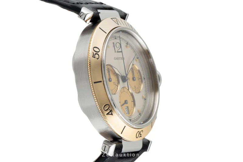 Cartier Pasha chronograph steel / gold quartz men's watch W3101155 [2601941]