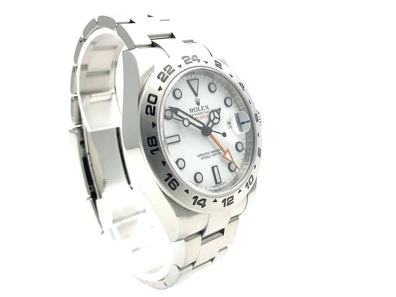 Rolex Explorer II 42 Edelstahl 216570 aus 2014 LC100 weißes Zifferblatt