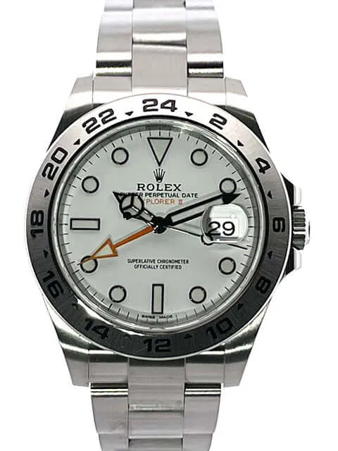 Rolex Explorer II 42 Edelstahl 216570 weißes Zifferblatt