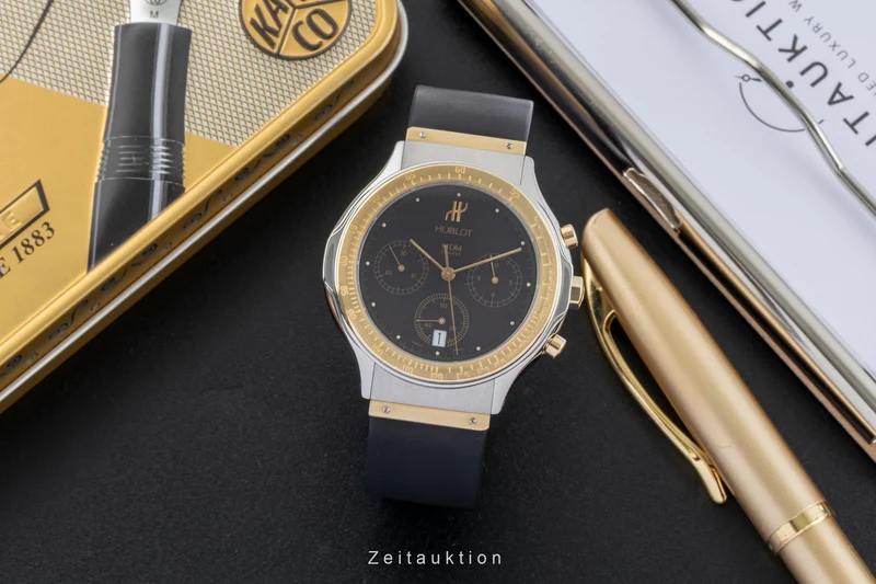 Hublot MDM chronograph steel / gold quartz men's watch 1620.2 [2600639]
