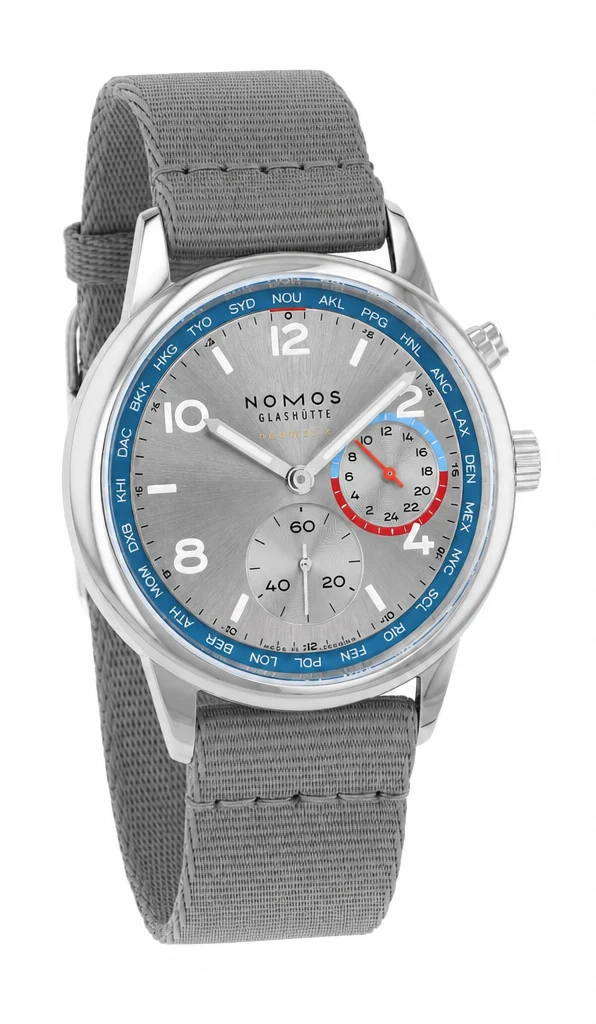 Nomos Glashütte Club Sport Neomatik Weltzeit Silber