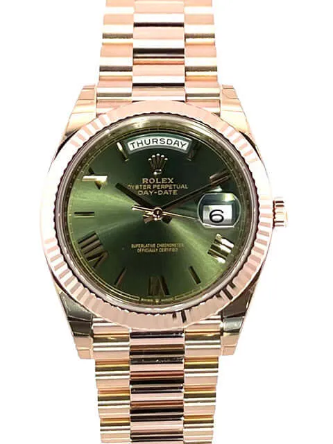 Rolex Day-Date 40 Everose-Gold 228235 Oliv Römisch