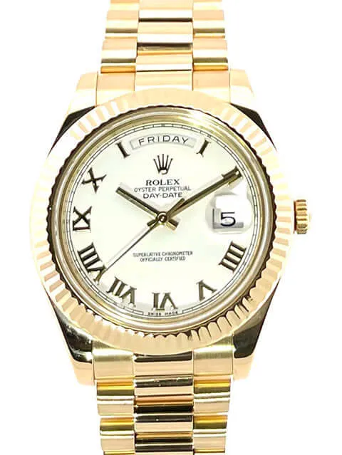 Rolex Day-Date II 218238 Gelbgold Weiß Römisch