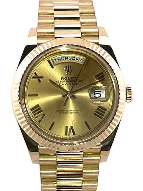 Rolex Day-Date 40 Gelbgold 228238 Champagner Römisch aus 2019
