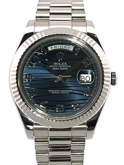 Rolex Day-Date II 218239 Weißgold Blau Arabisch aus 2013 LC100