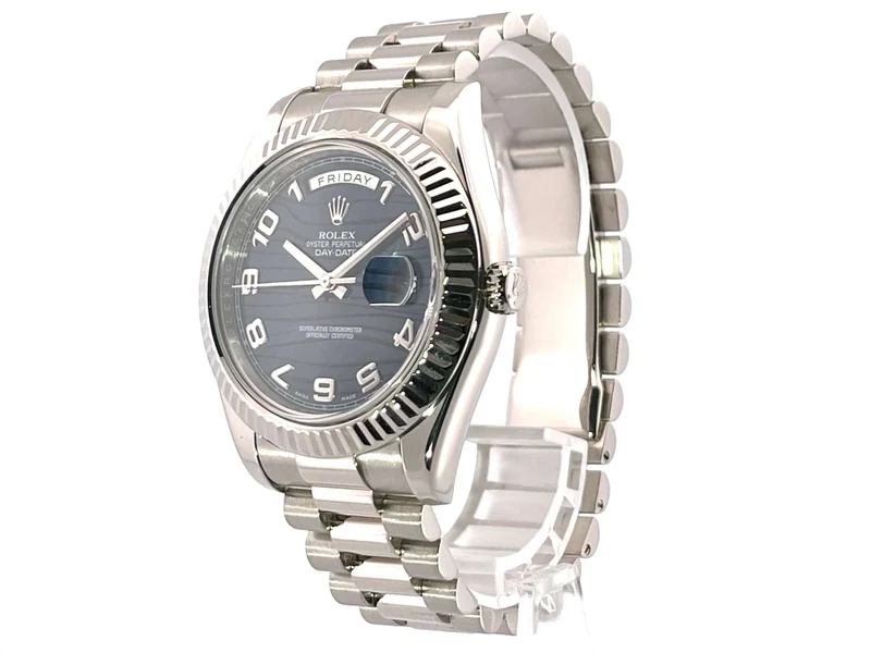 Rolex Day-Date II 218239 Weißgold Blau Arabisch aus 2013 LC100