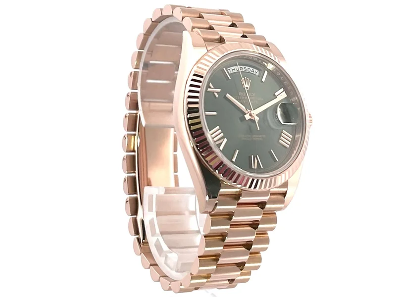 Rolex Day-Date 40 Everose-Gold 228235 Olive R aus 2020 ungetragen