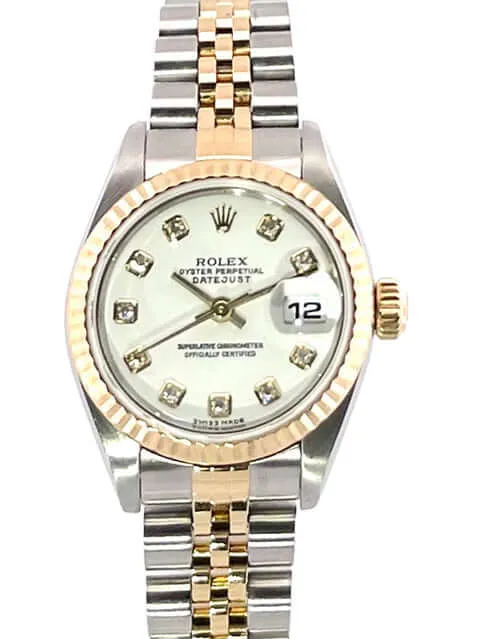 Rolex Datejust 26 Edelstahl Gelbgold 79173 Weiß Diamant Jubile-Band