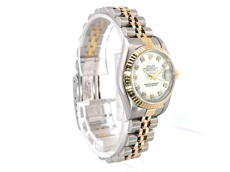Rolex Datejust 26 Edelstahl Gelbgold 79173 Weiß Diamant Jubile-Band