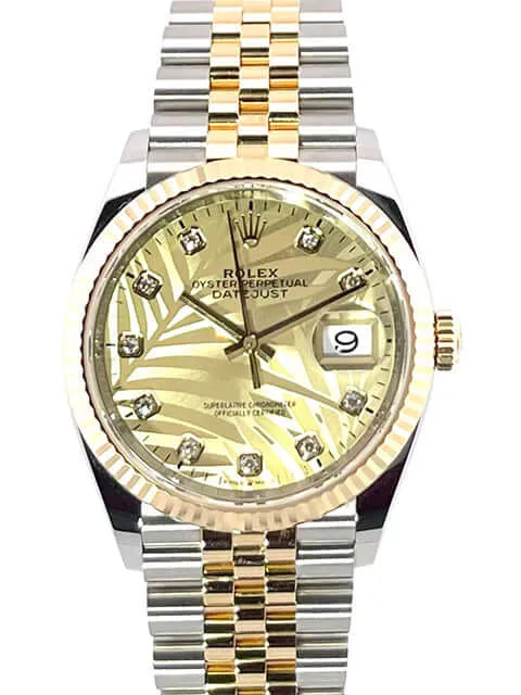 Rolex Datejust 36 126233 Golden Palmenmuster Diamant Jubile-Band
