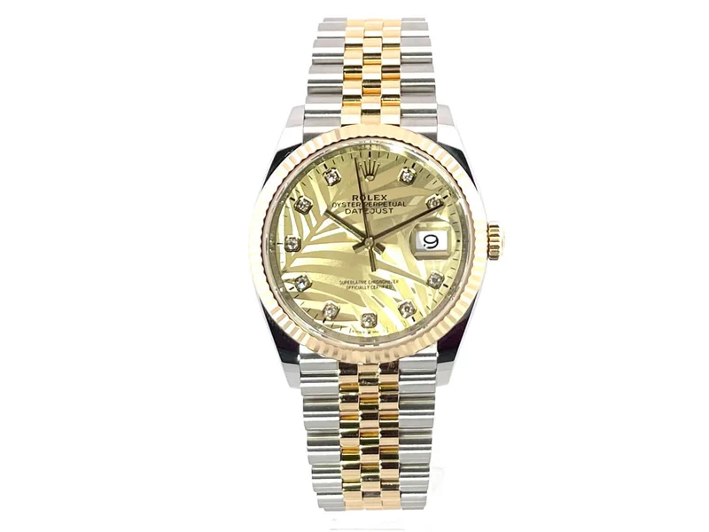 Rolex Datejust 36 126233 Golden Palmenmuster Diamant Jubile-Band