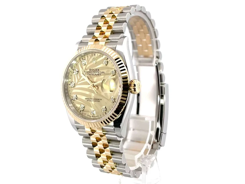 Rolex Datejust 36 126233 Golden Palmenmuster Diamant Jubile-Band