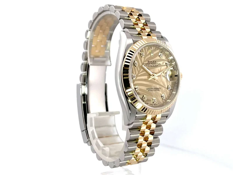 Rolex Datejust 36 126233 Golden Palmenmuster Diamant Jubile-Band
