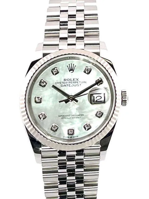 Rolex Datejust 36 Oystersteel Weißgold 126234 Perlmutt Diamant Jubile-Band