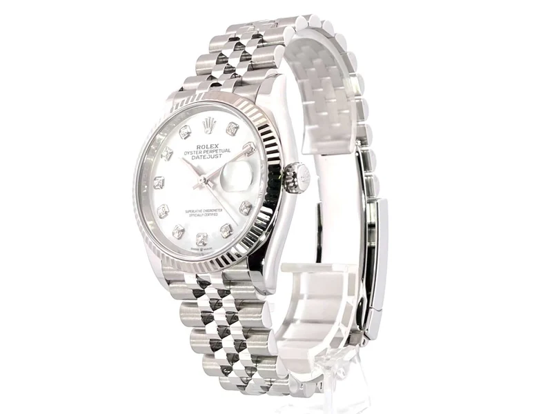 Rolex Datejust 36 Oystersteel Weißgold 126234 Perlmutt Diamant Jubile-Band