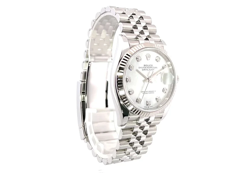 Rolex Datejust 36 Oystersteel Weißgold 126234 Perlmutt Diamant Jubile-Band