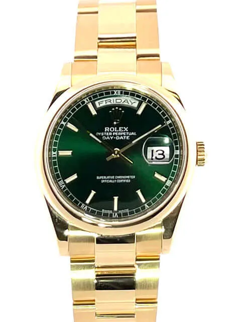 Rolex Day-Date 36 118208 Gelbgold Grün