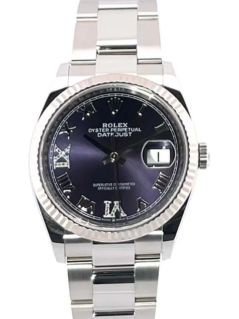Rolex Datejust 36 Oystersteel Weißgold 126234 Purple Römisch Diamant
