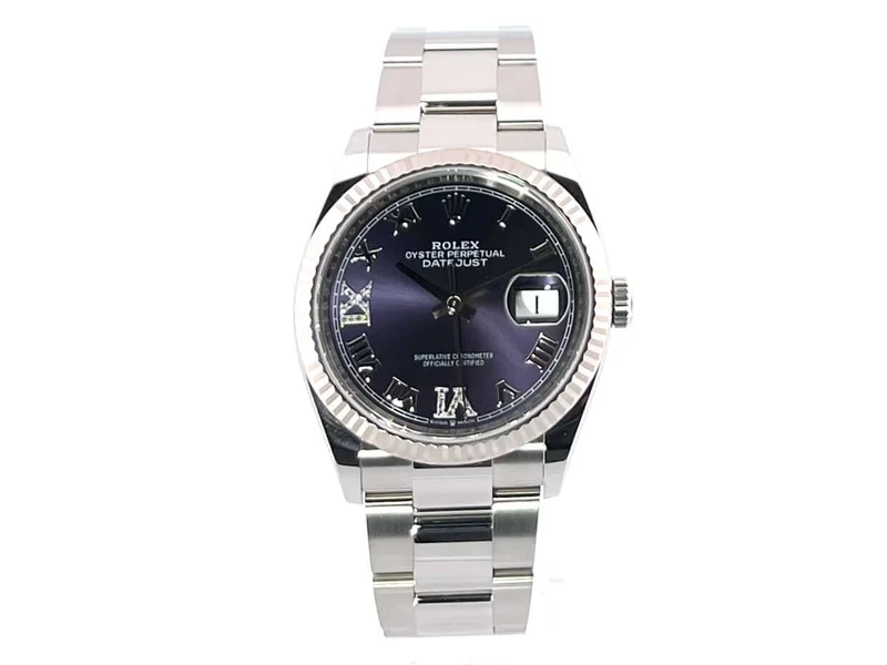 Rolex Datejust 36 Oystersteel Weißgold 126234 Purple Römisch Diamant