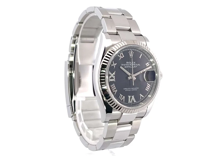 Rolex Datejust 36 Oystersteel Weißgold 126234 Purple Römisch Diamant