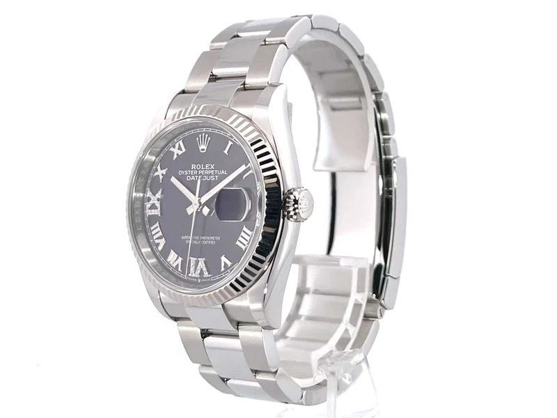 Rolex Datejust 36 Oystersteel Weißgold 126234 Purple Römisch Diamant