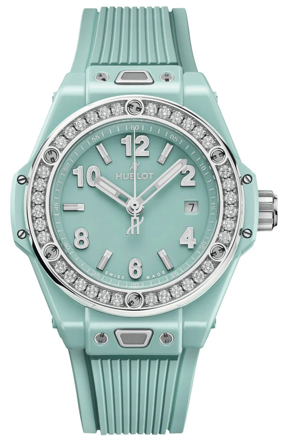 Hublot Big Bang One Click Mint Green Ceramic Diamonds 33mm