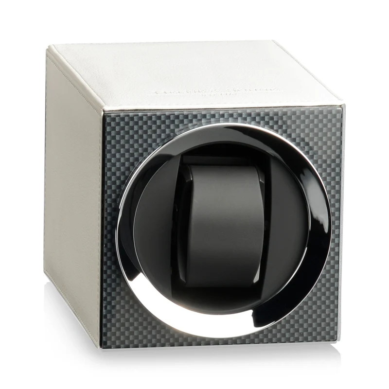 Heisse & Söhne Uhrenbeweger Moon Carbon Lack/Leder Creme