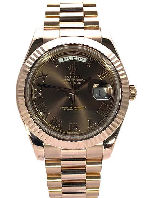 Rolex Day-Date II Everose-Gold 218235 Choco Römisch aus 2012
