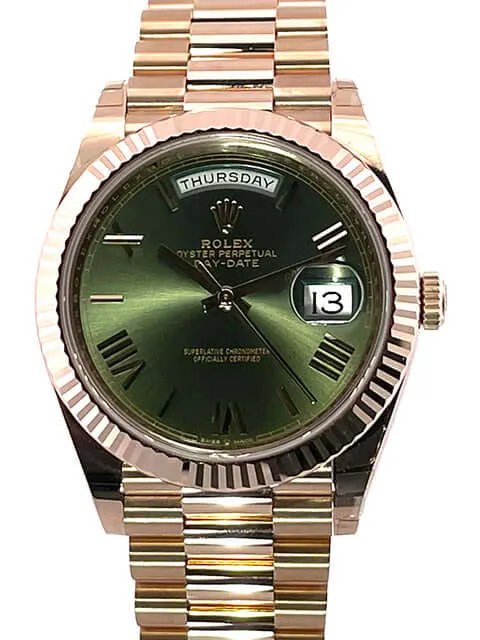 Rolex Day-Date 40 Everose-Gold 228235 Oliv R ungetragen 2019
