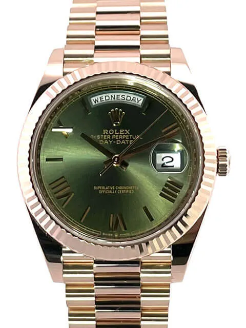 Rolex Day-Date 40 Everose-Gold 228235 Olive R ungetragen aus 2020