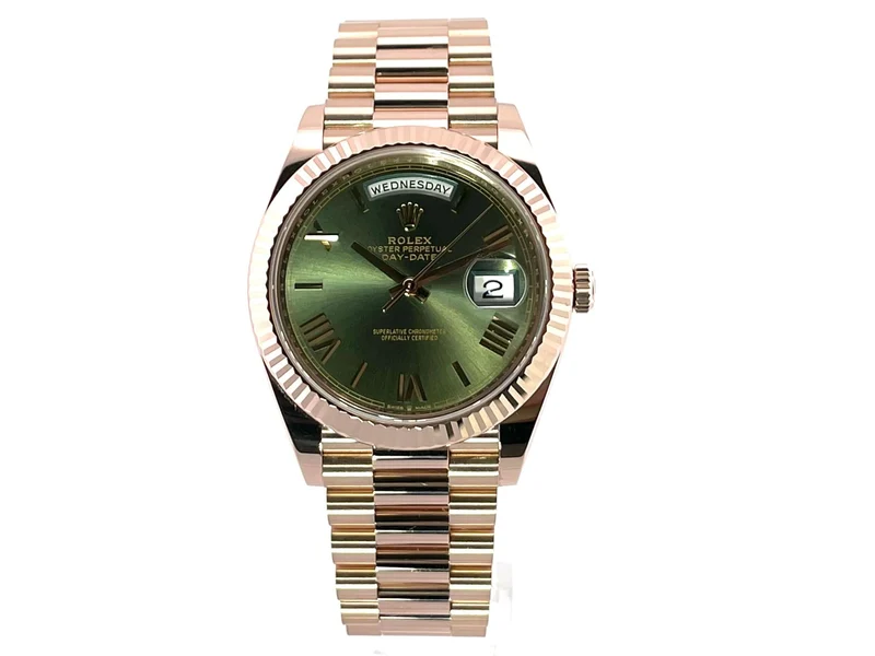 Rolex Day-Date 40 Everose-Gold 228235 Olive R ungetragen aus 2020