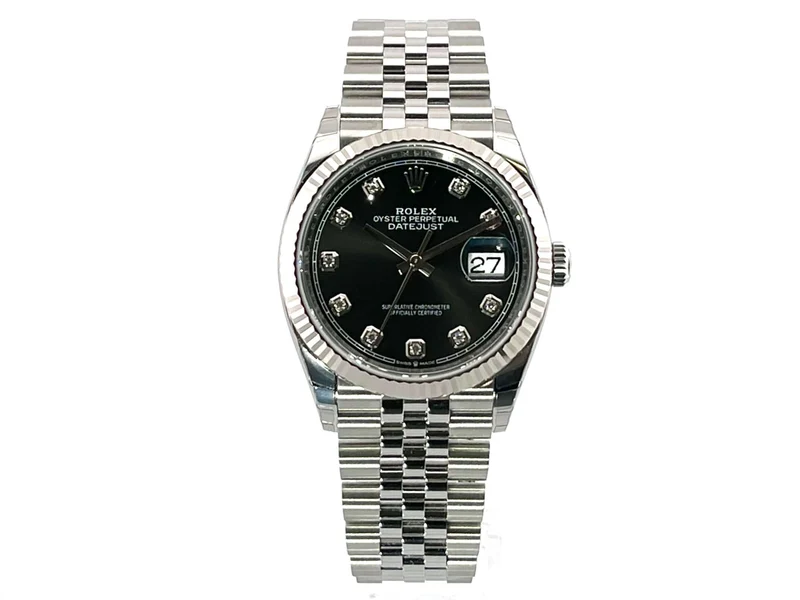 Rolex Datejust 36 Oystersteel Weißgold 126234 Schwarz DIA Jubile-Band verklebt