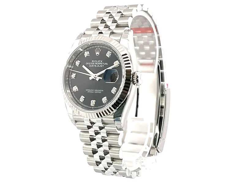 Rolex Datejust 36 Oystersteel Weißgold 126234 Schwarz DIA Jubile-Band verklebt
