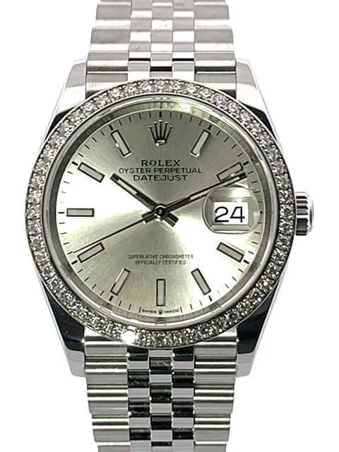 Rolex Datejust 36 Oystersteel Weißgold Diamant 126284RBR Silber Jubile-Band 2020