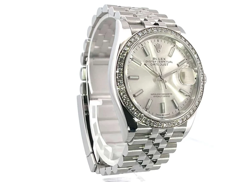 Rolex Datejust 36 Oystersteel Weißgold Diamant 126284RBR Silber Jubile-Band 2020