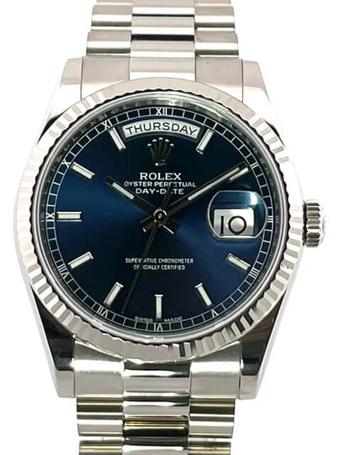 Rolex Day-Date 36 118239 Weißgold Blau aus 2018