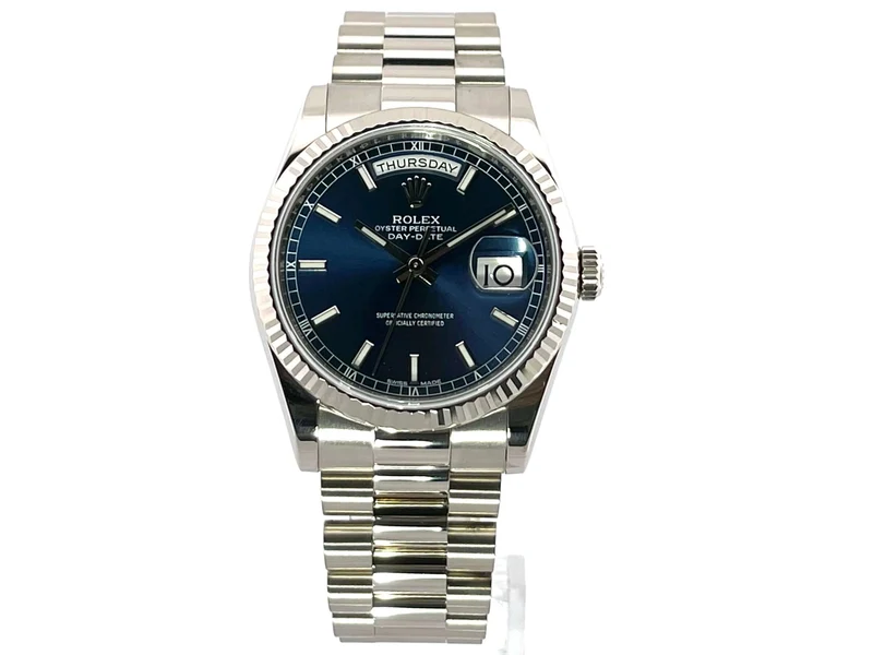 Rolex Day-Date 36 118239 Weißgold Blau aus 2018