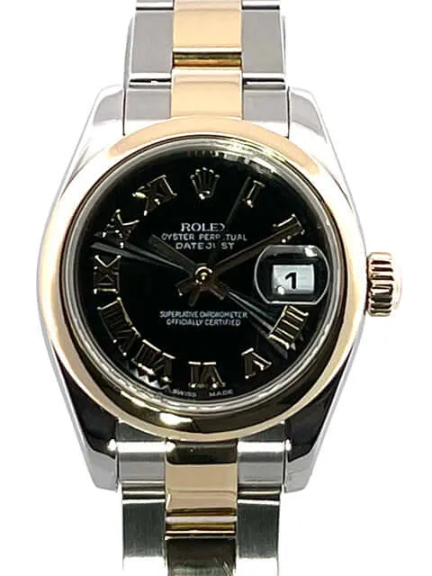 Rolex Datejust 26 Edelstahl Gelbgold 179163 Schwarz R neuer Service 2022