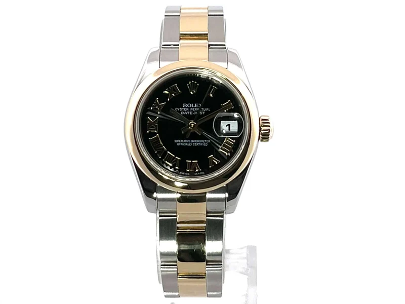 Rolex Datejust 26 Edelstahl Gelbgold 179163 Schwarz R neuer Service 2022