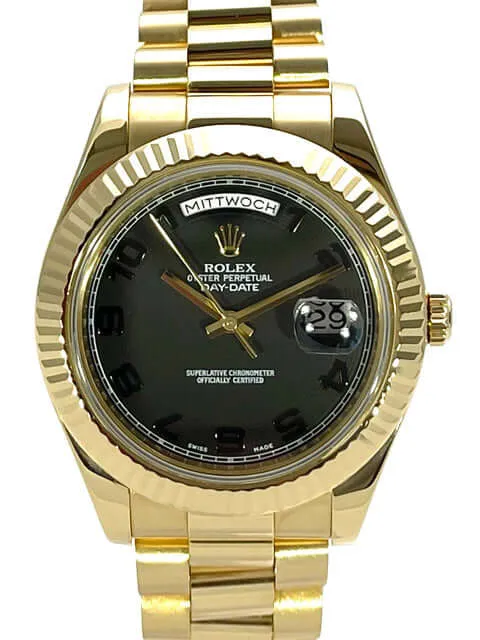 Rolex Day-Date II 218238 Gelbgold Grau Arabisch aus 2014 LC100