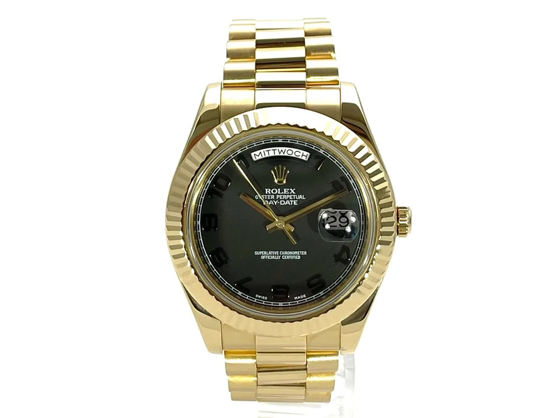 Rolex Day-Date II 218238 Gelbgold Grau Arabisch aus 2014 LC100