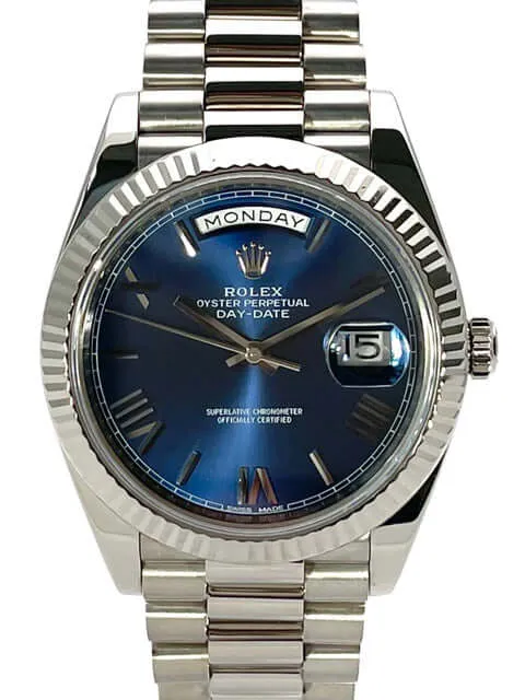 Rolex Day-Date 40 Weißgold 228239 Blau aus 2016