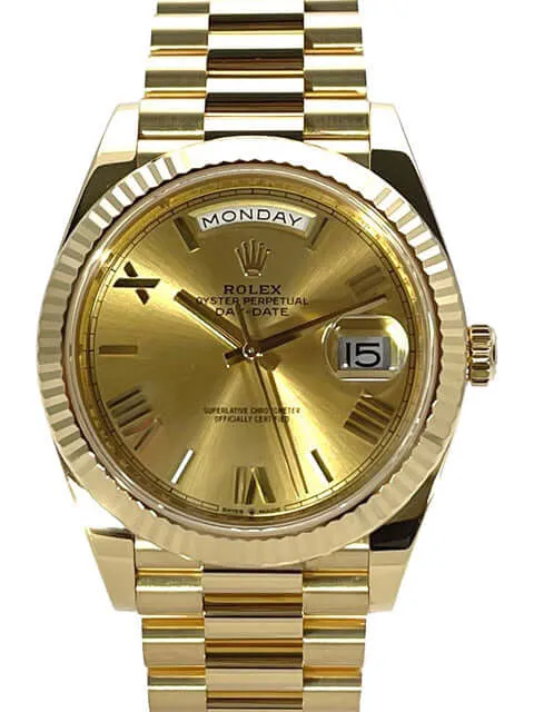 Rolex Day-Date 40 Gelbgold 228238 Champagner Römisch aus 2020 ungetragen