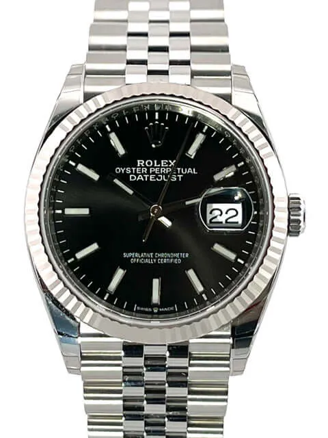 Rolex Datejust 36 Oystersteel Weißgold 126234 Schwarz Jubile-Band verklebt aus 2021