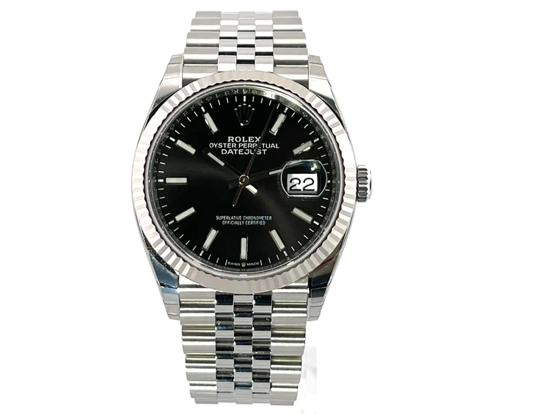 Rolex Datejust 36 Oystersteel Weißgold 126234 Schwarz Jubile-Band verklebt aus 2021