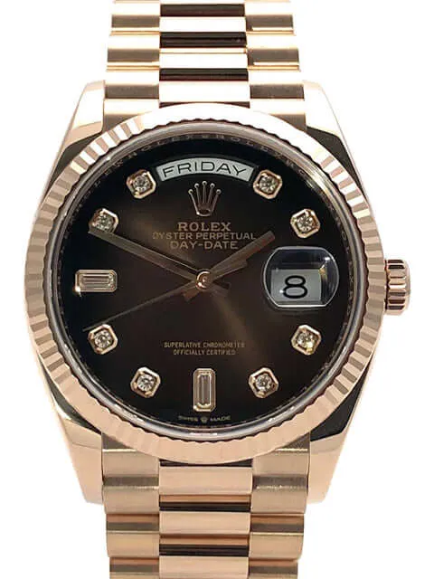 Rolex Day-Date 36 Everose-Gold 128235 Choco Diamant ungetragen aus 2019