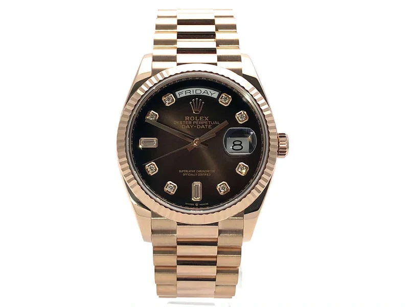 Rolex Day-Date 36 Everose-Gold 128235 Choco Diamant ungetragen aus 2019