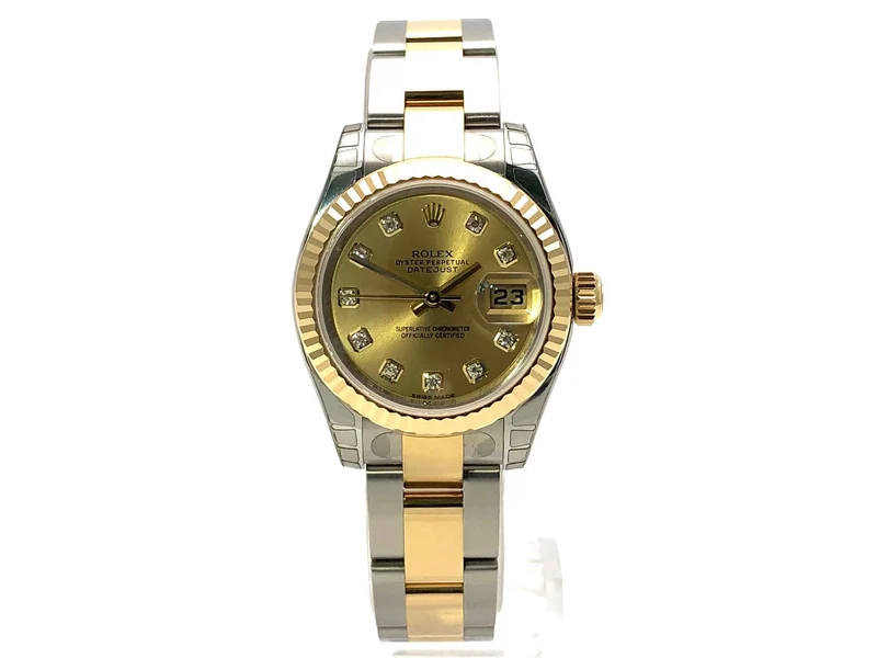 Rolex Datejust 26 Edelstahl Gelbgold 179173 Champagner Diamant verklebt 2016