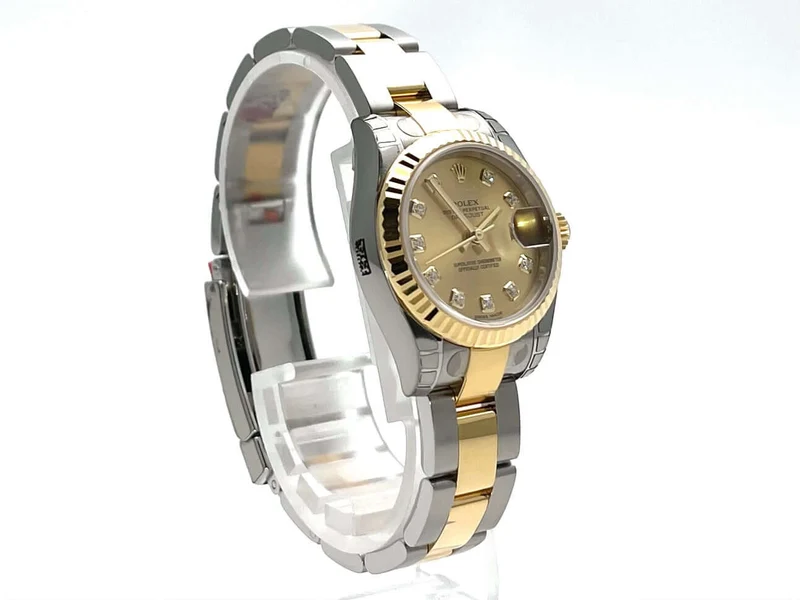 Rolex Datejust 26 Edelstahl Gelbgold 179173 Champagner Diamant verklebt 2016